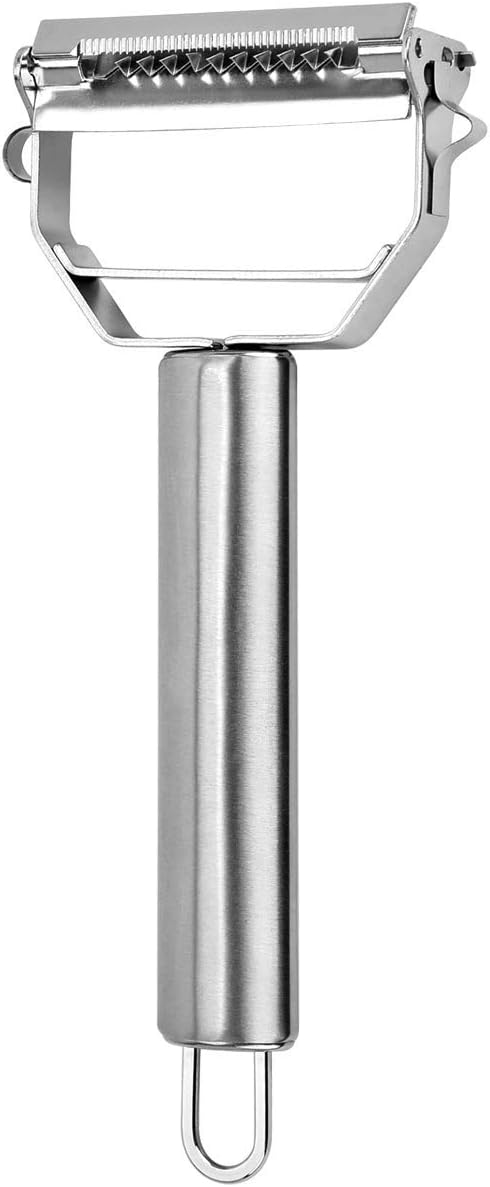 Vegetable Peeler,Stainless Steel 2 in 1 Julienne Vegetable Peeler Perfect for Carrot Potato Melon Gadget Vegetable Fruit (Silver)