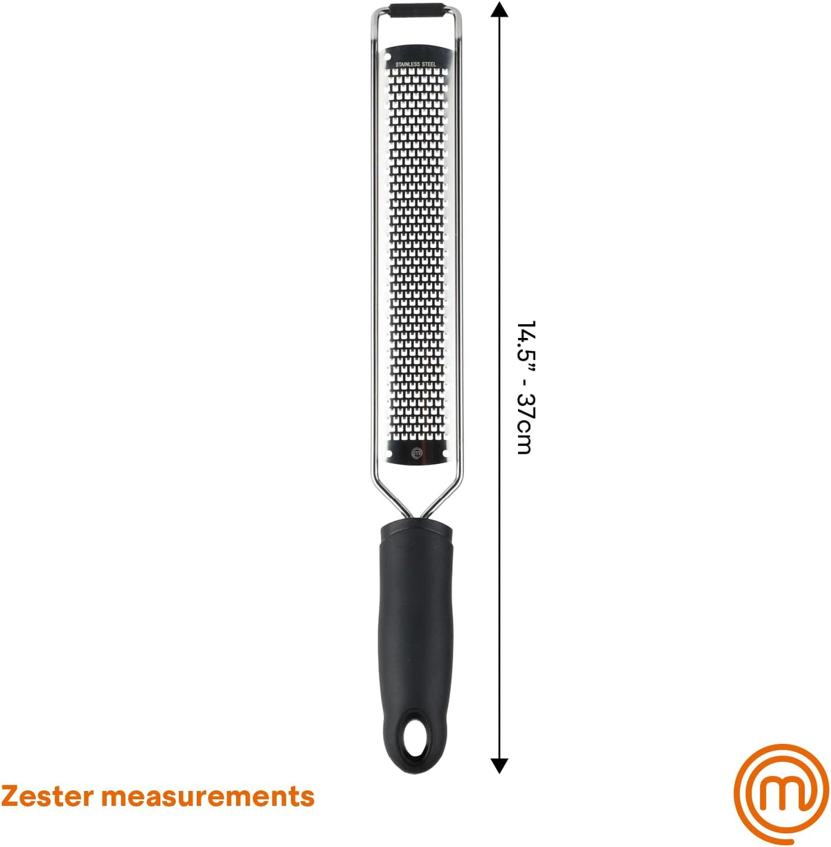 MasterChef Lemon Zester Grater with Handle, Stainless Steel, Non Slip Grip