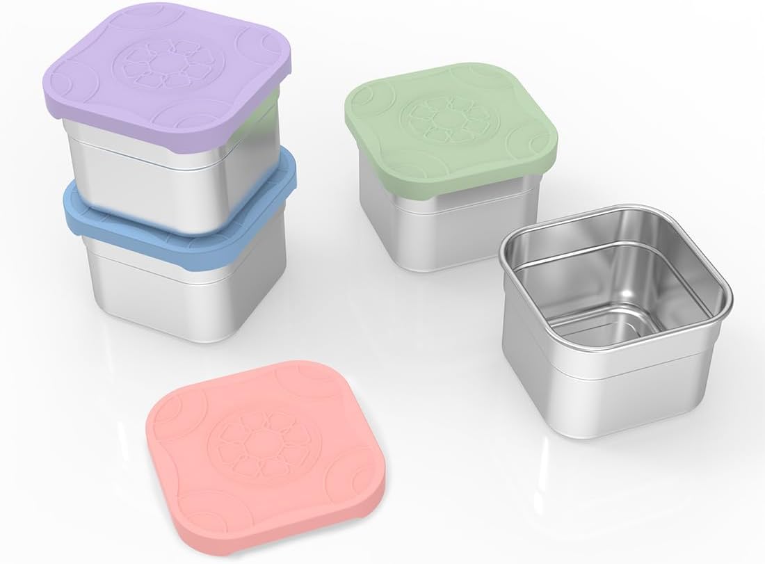 Caperci 25oz Stainless Steel Food Containers, 3-Pack Bento Lunch Box with Silicone Lids, Leak-Proof Reusable Meal Prep Container for Sandwiches & Snacks, BPA-Free (720ML)