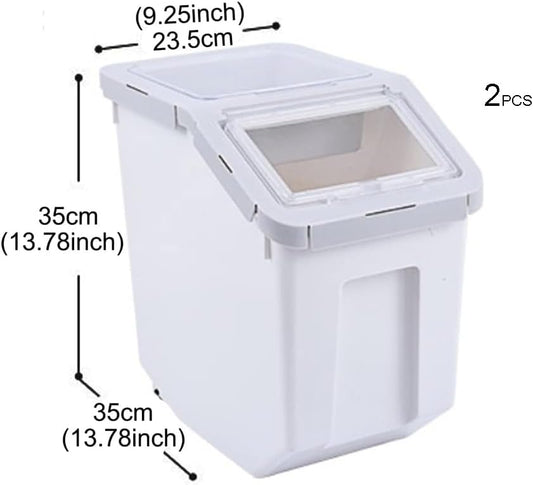 RUIAN Dog Food Storage Container Airtight Dry Cat Food Bin with Measuring Cup and Handle, Holds About 10-20 lb Depending on Kibble Size, BPA Free Pet Food Storage Container (Grey 2Pcs)