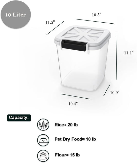 HANAMYA 40 LB Rice Storage Container with Measuring Cup, BPA free, For Rice | Grain | Pet Food | Flour, 1 count, Clear & Black