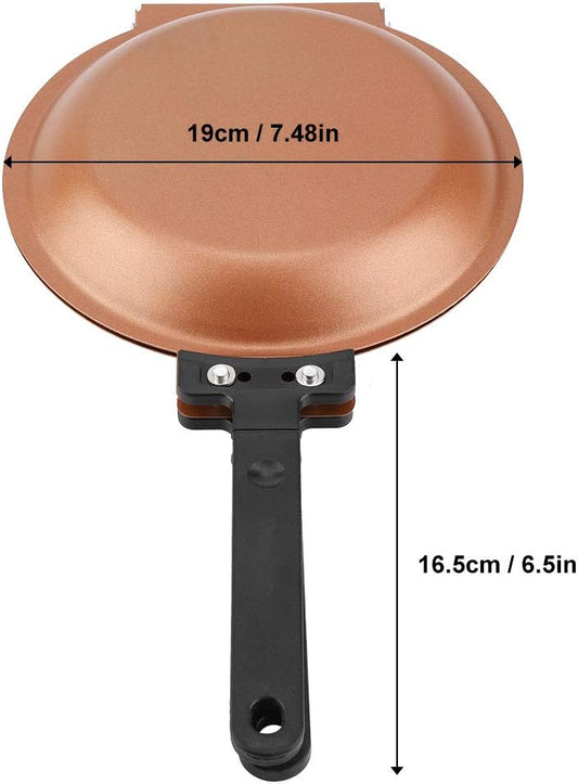 BORDSTRACT Pancake Maker, Pancake Pan Japan, Double Sided Frying Pan Non-Stick Flip Folding Frying Pan (Gold)