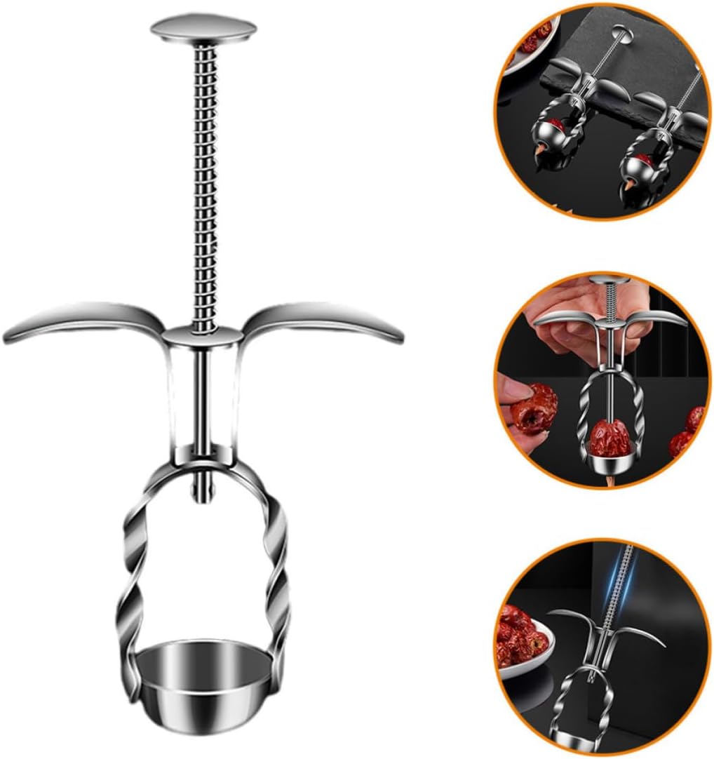 Stainless Steel Date Pitter Tool, Ergonomic Press for Cherries and Dates