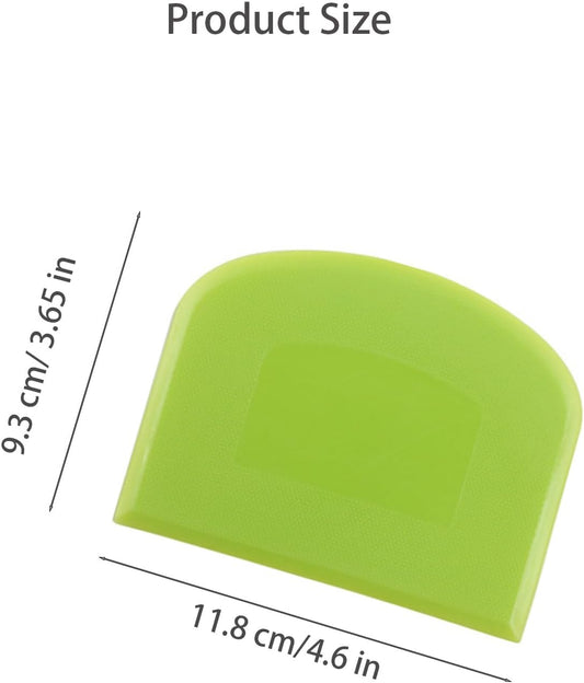 Dough Scraper Set, Flexible Plastic Bowl Scrapers, 4.6x3.65 Inch Sharp Edge Bench Scraper for Baking, Cake Decorating Tools (2, Green And White)