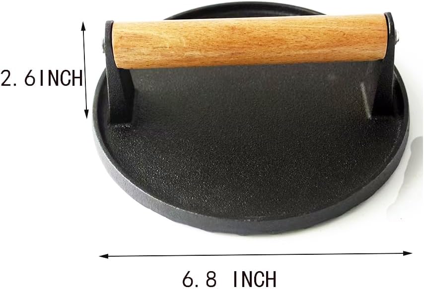 KitchenTools Heavy Duty 8"Cast Iron bacon Grill Press Smash Burgers Press Burger Tool for Grill and Griddle BBQs and Tailgates Gifts for Men and BBQ Enthusiasts