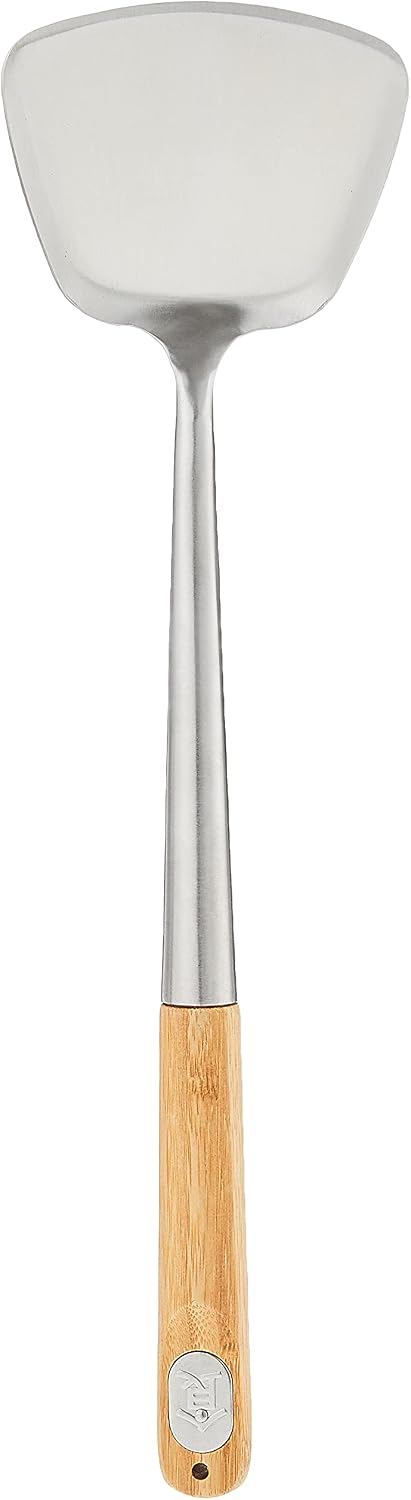 TableCraft Wok Spatula with Bamboo Handle, 14.5-Inch, Stainless Steel