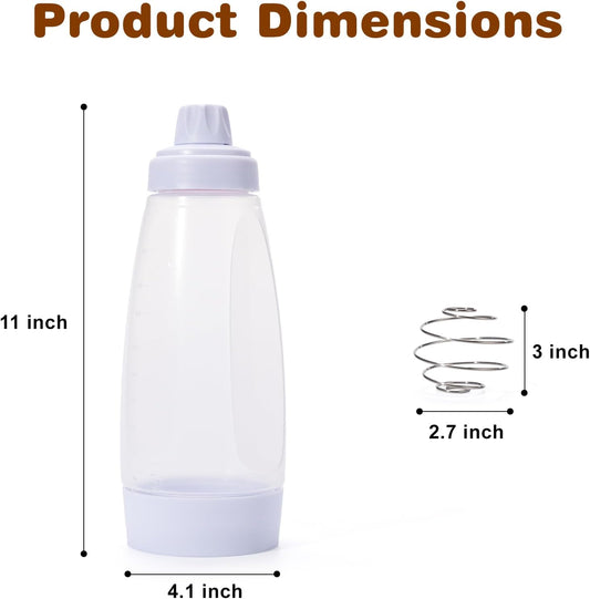 2 Pack Pancake Batter Dispenser Bottle 34oz Squeeze Mixer with Whisk Ball