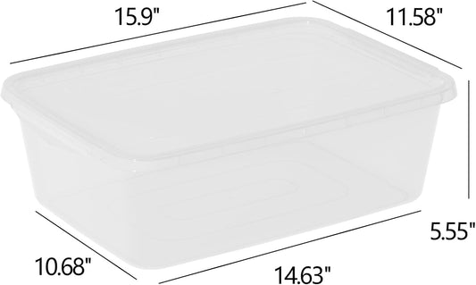 2 Packs 16 L Pizza Dough Proofing Box with Latching Lid, Clear