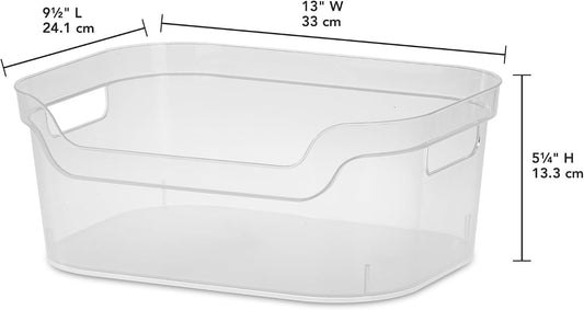 8 Pack Clear Plastic Medium Open Storage Bins, Easy Access Front Scoop Design Stackable Organizer Containers for Pantry, Fridge, Cabinet, Toy & Household Storage