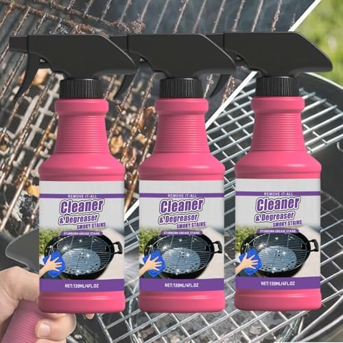 Remove It All Cleaner And Degreaser,Heavy Duty Grill Degreaser,Fast-Acting Heavy-Duty Grill Degreaser Spray,Bbq Grill Cleaner,Grill Cleaner For Outdoor Grills,For Burnt Food & Grease (2PC)