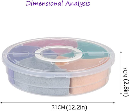 Circle Fruit Tray Separable Snacks Bowl Nut Food Candy Picnic Salad Storage Containers Plastic Platter Divided Serving Tray Portable 5 Compartments with Lid