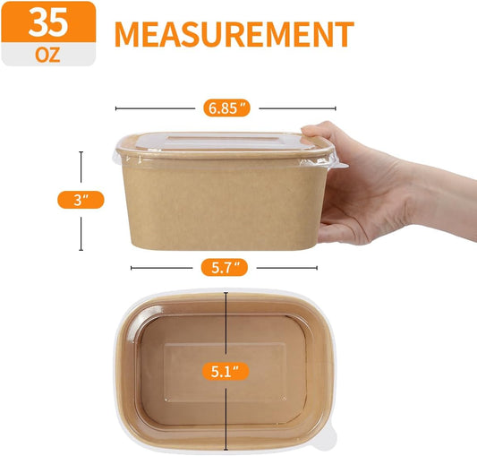 Celel 35 oz Paper Food Containers with Lids 50 Pack Meal Prep Containers