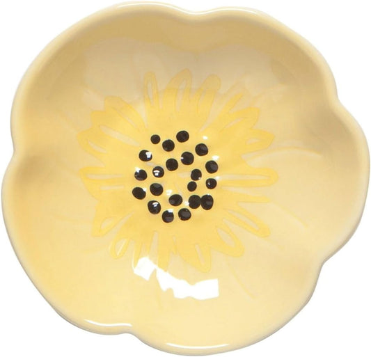 Now Designs Flower Shaped Ceramic Pinch Bowl Set, Soy Sauce Dish, Set of 6