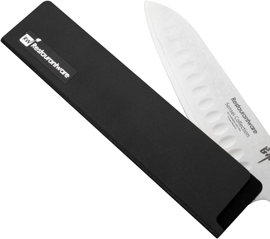 Restaurantware-Sensei 8.5 x 2 Inch Knife Sleeve, 1 Knife Protector - Fits Santoku and Chef's Knife, Felt Lining, Black Plastic Knife Blade Guard, Durable, Cut-Proof