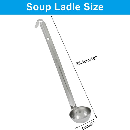 Piutouyar 3 Pcs 1 oz Soup Ladle Set with Long Hooked Handle