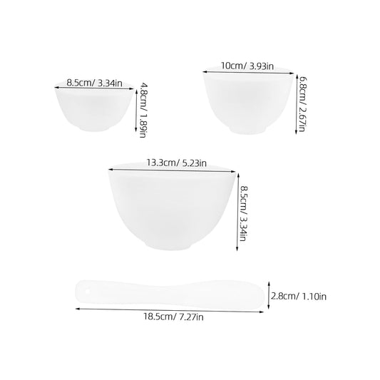 1set Facial Mask Mixing Bowl Set Silicone Bowls Mask Applicator for Diy Skincare White