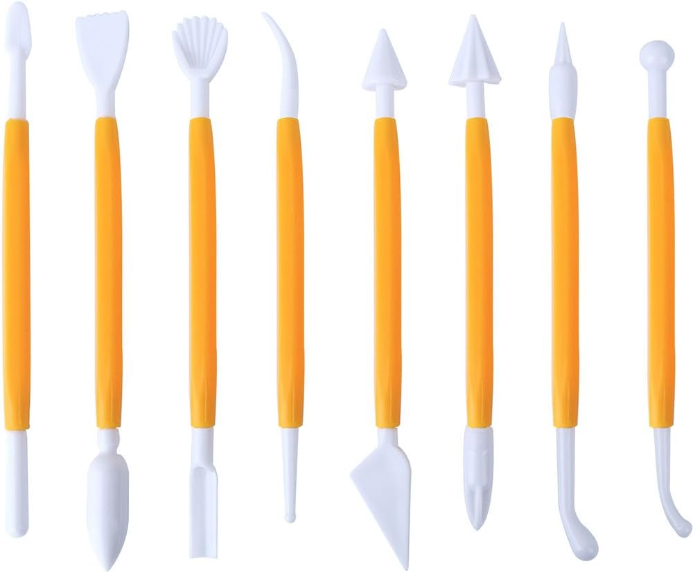 ScivoKaval Marshmallow Fondant Cake Decorating Hand Tool 12 Pcs 5 Sets Sugarcraft Gumpaste Icing Smoother Rolling Pin Trimmer Cutter Embosser Flower Scissor Modelling Accessories Supplies Kit Multi