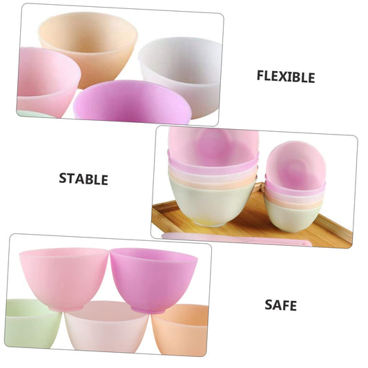 5 Pcs Odorless Anti-Drop Silicone Mixing Bowl Set 10.5x7cm Home Use Prep Measuring Bowls for DIY Facial Masks and Cooking