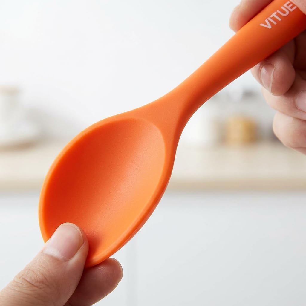 5PCS Silicone Serving Spoons Set, Vituer Heat Resistant Kitchen Spoons for Cooking, Mixing, Stirring and Serving, Dishwasher Safe (5 Pack, Multicolor)