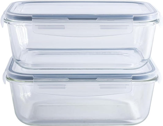 8 Cups Large Glass Container with Lid, Oven, Freezer and Microwave Safe, Clear Container