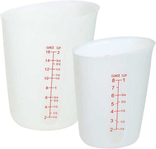 Szxc Silicone Flexible Nestable Measuring Cups Set for Epoxy Resin, Butter, Chocolate - 4 Cup + 2 Cup + 1 Cup - Melt Stir Squeeze & Pour - BPA Free - Standard & Metric Measurment Markings