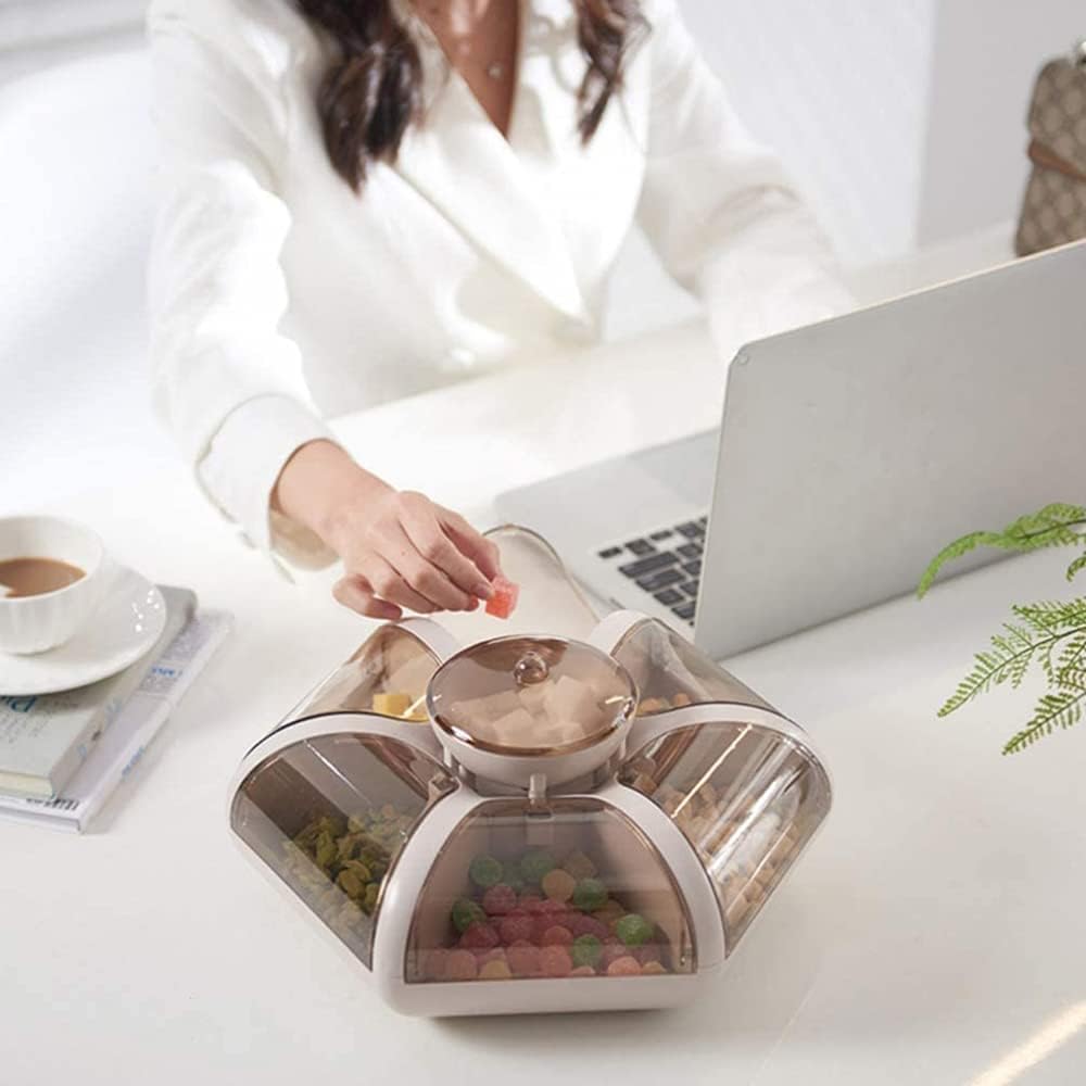 Snack Serving Tray Rotating Storage Box 7 Compartment Fruit Candy Appetizer Serving Tray with Lid Food Server Display Plate