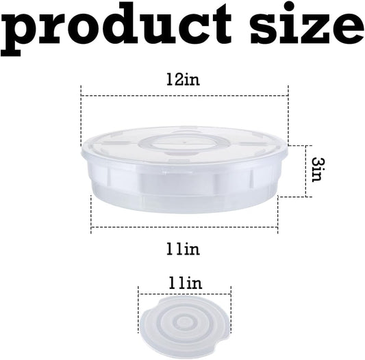 2 Pack 12 Inch Pie Carrier with Lid and Handle Reusable 2 Compartments Food Storage Container Plastic Pizza Storage Containers Round Pie Keeper for Cake Cheesecake Tortilla