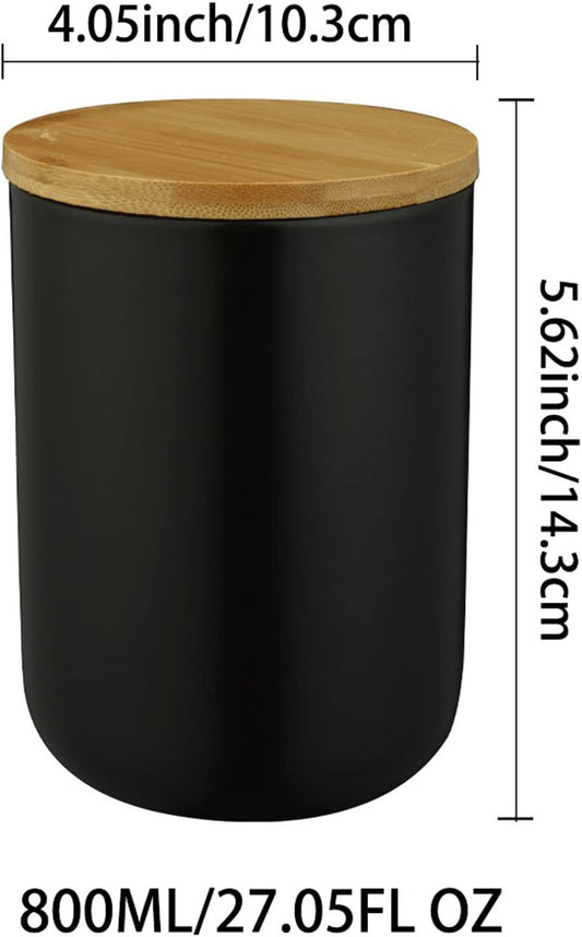 MilkyWay Ceramic Food Storage Jar Canister Modern Design Food Canisters with Airtight Seal Bamboo Lid, Loose Tea Coffee Spice Nuts Snacks Storage Jar Canister (White 8.79oz/260ml)