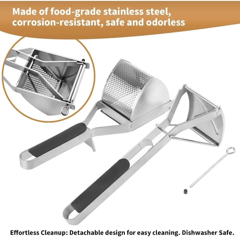 Potato Ricer Stainless Steel 22oz Large Mashed Potato Ricer for Masher Potatoes, Heavy Duty, Dishwasher Safe, Large Capacity