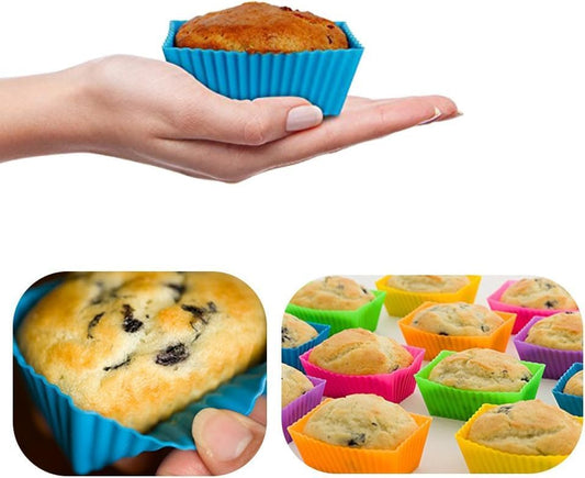 36 Pack Silicone Reusable Cupcake Cases Baking Muffin Cups Liners Molds Sets
