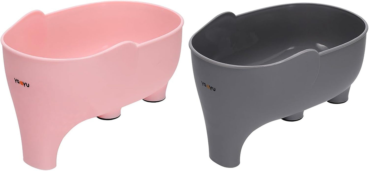 2PCS Vegetables Washing Basket Elephant Drainage Basket Fruit Basket for Draining Pasta Noodles Kitchen, PP Material, 22x14x10cm (Blue & Gray)