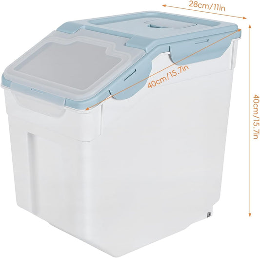Airtight Dog Food Storage Container (2-Pack), 11.86 Gal Large Pet Food Storage Containers with Wheels & Measuring Cup, Rice Dispenser & Flour Sugar Storages Containers for Kitchen Pantry Orga