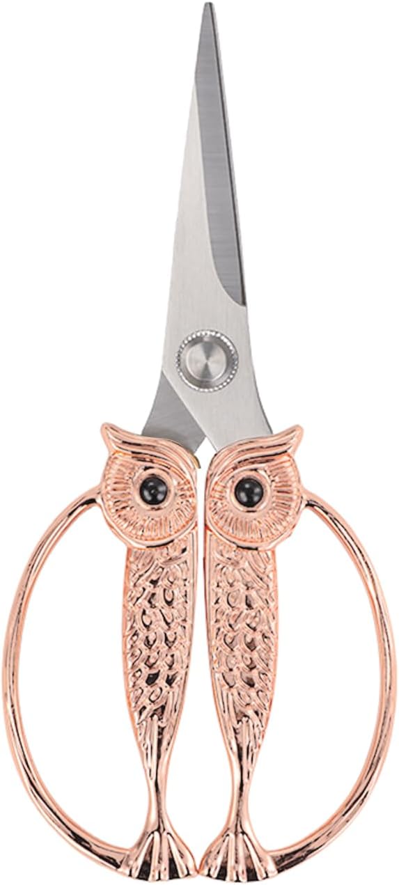Kitchen Owl Scissors - Stainless Steel Kitchen Scissors, Sharp Meat Scissors, Dishwasher Safe, Heavy-duty Poultry Scissors, Food Cooking Scissors, Gift for Men and Women (Pearl nickel, large)