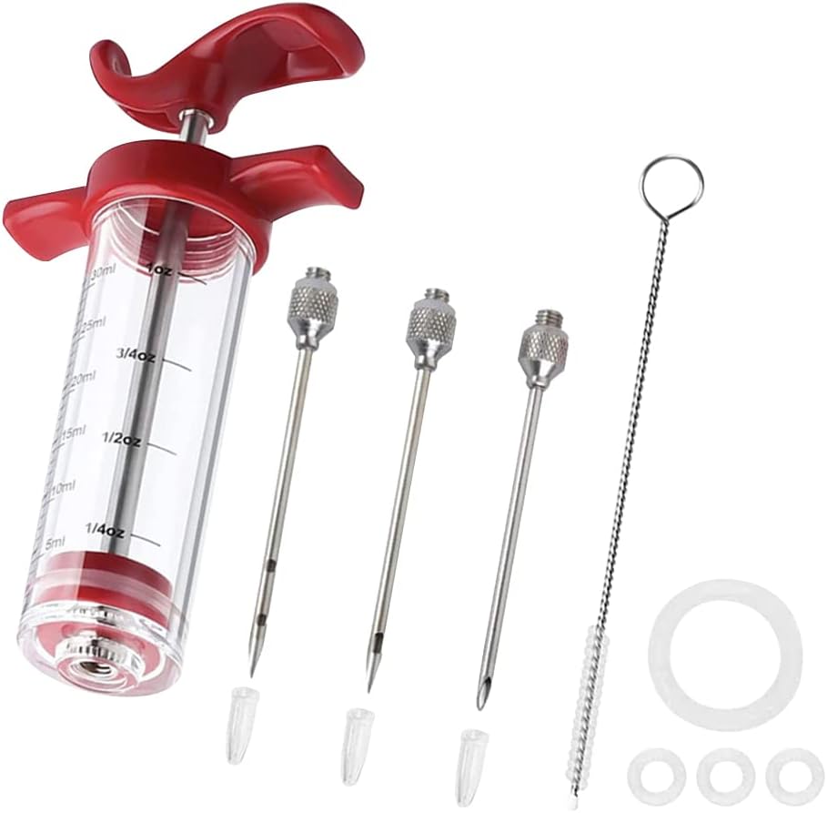 Meat Injector Syringe Kit With 3 Needles And Cleaning Brush