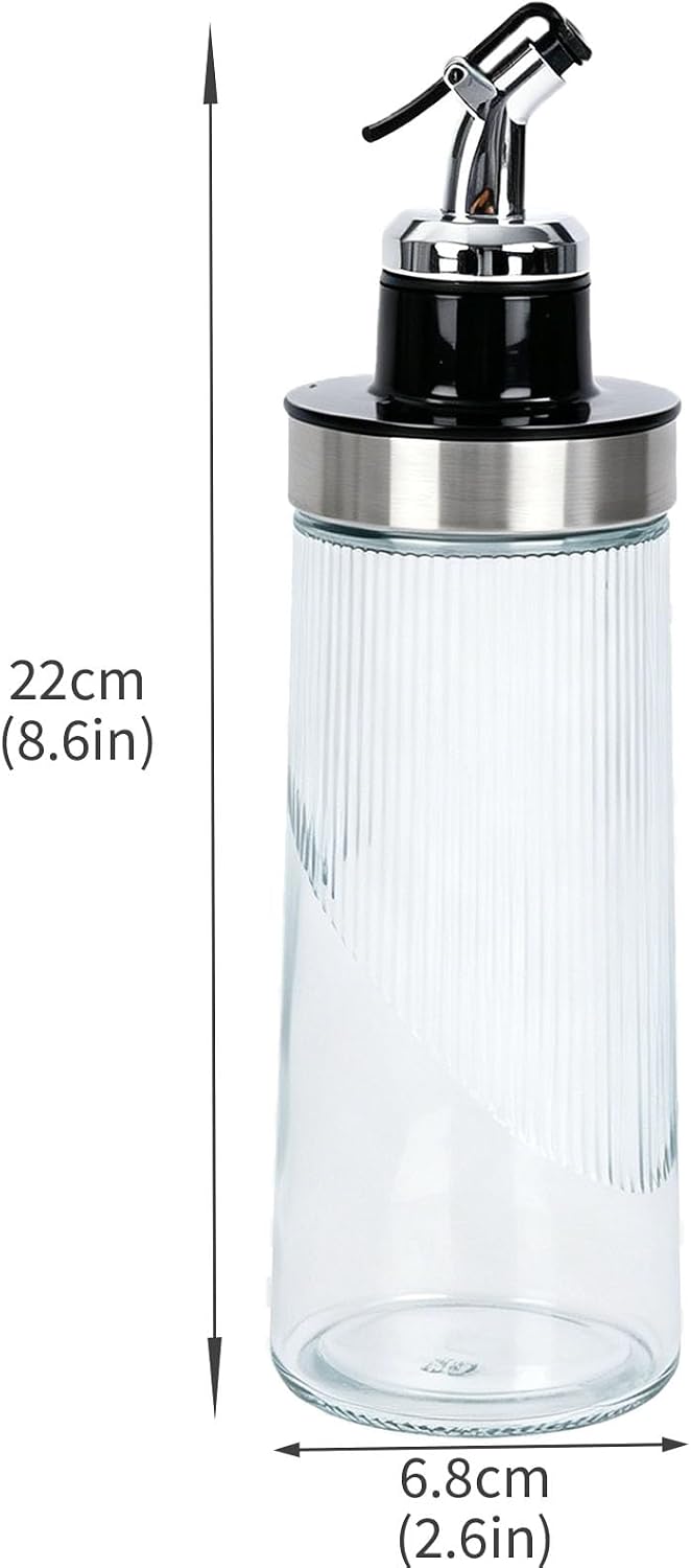 Salad Dressing Shaker Bottle, Ribbed Glass Dressing Bottle for Kitchen Table, Glass Oil Dispenser, Syrup Dispenser, Soy Sauce Dispenser and Condiment Bottle for Meal Prep, Dining and Coffee Bar