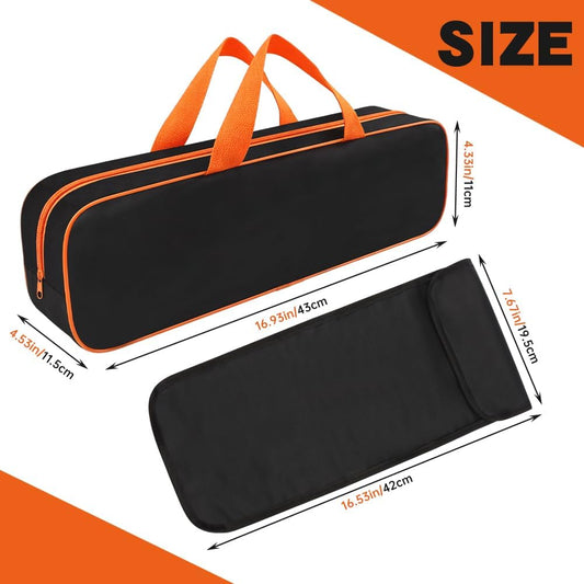 Grill Tool Storage Bag, BBQ Utensil Organizer Carry Case with Skewer Holder, Heavy Duty Grill Accessory Tools Storage for Outdoor Grilling Camping, Hold BBQ Tools up to 16"(Color:Black)