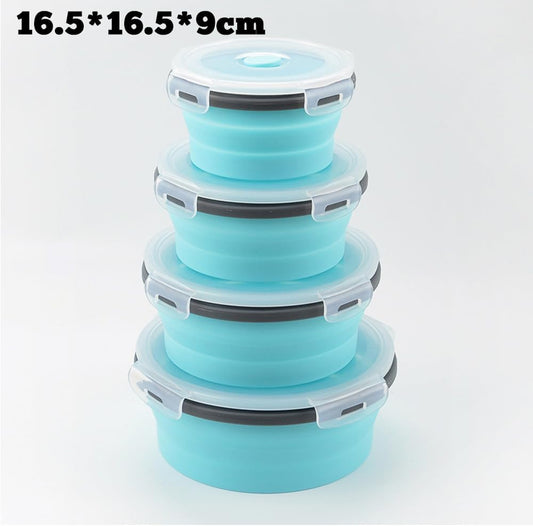 3-Piece Collapsible Food-Storage-Container Set – Foldable Meal Prep Containers Reusable, Stackable Bowls,Green
