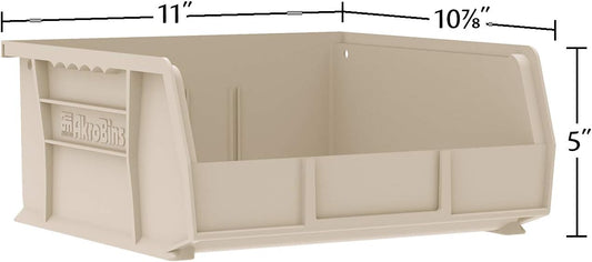 Akro-Mils 30235 AkroBins Plastic Storage Bins, Space-Saving Stackable Bins for Garage, Pantry, Craft Organization, 11" x 11" x 5", Clear, 6-Pack