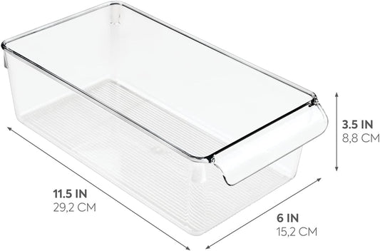 iDesign Fridge Storage Bin with Handle - Fridge Tray for Meats and Cheeses - Set of 2 - Clear