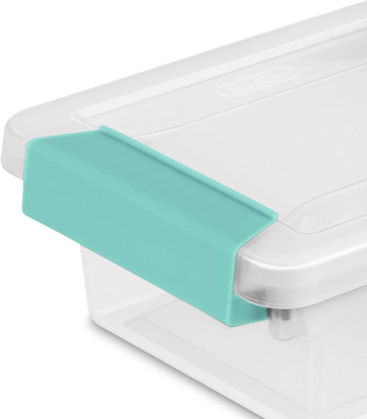 Sterilite Deep Clip Box, Stackable Small Storage Bin with Latching Lid, Plastic Container to Organize Paper, Office, Home, Clear Base and Lid, (Pack of 4)
