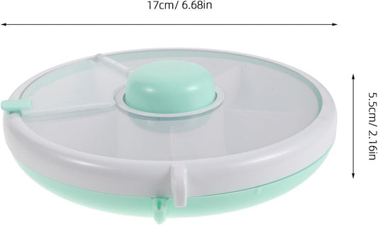 Compartmentalized Snack Tray with Lid, Portable Rotating Kids Snack Container for Dry Fruits, Candies, Crackers, Great for Picnics, Travel, Parties Pink