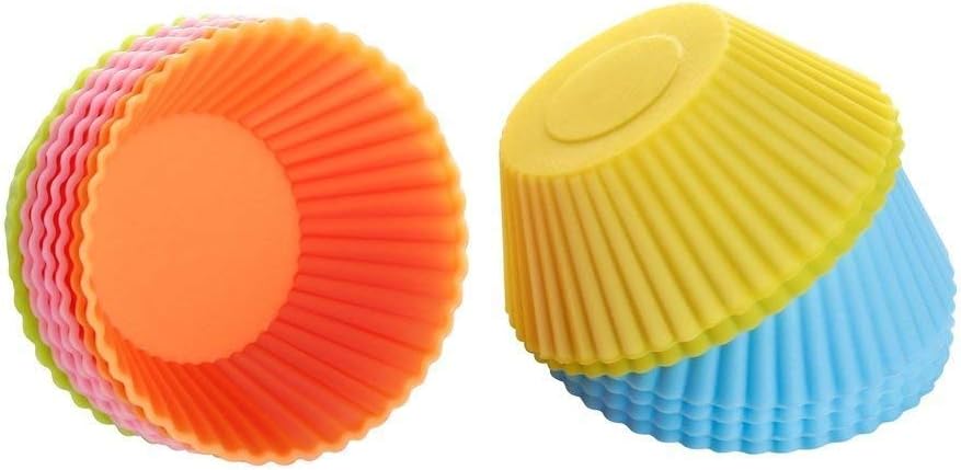 Tvoip Mini Muffin Pan - Reusable Silicone Cupcake Molds 2in 24 Pack - Small Baking Cups Truffle Cake Pan Set Nonstick in (Random 6 Colors)