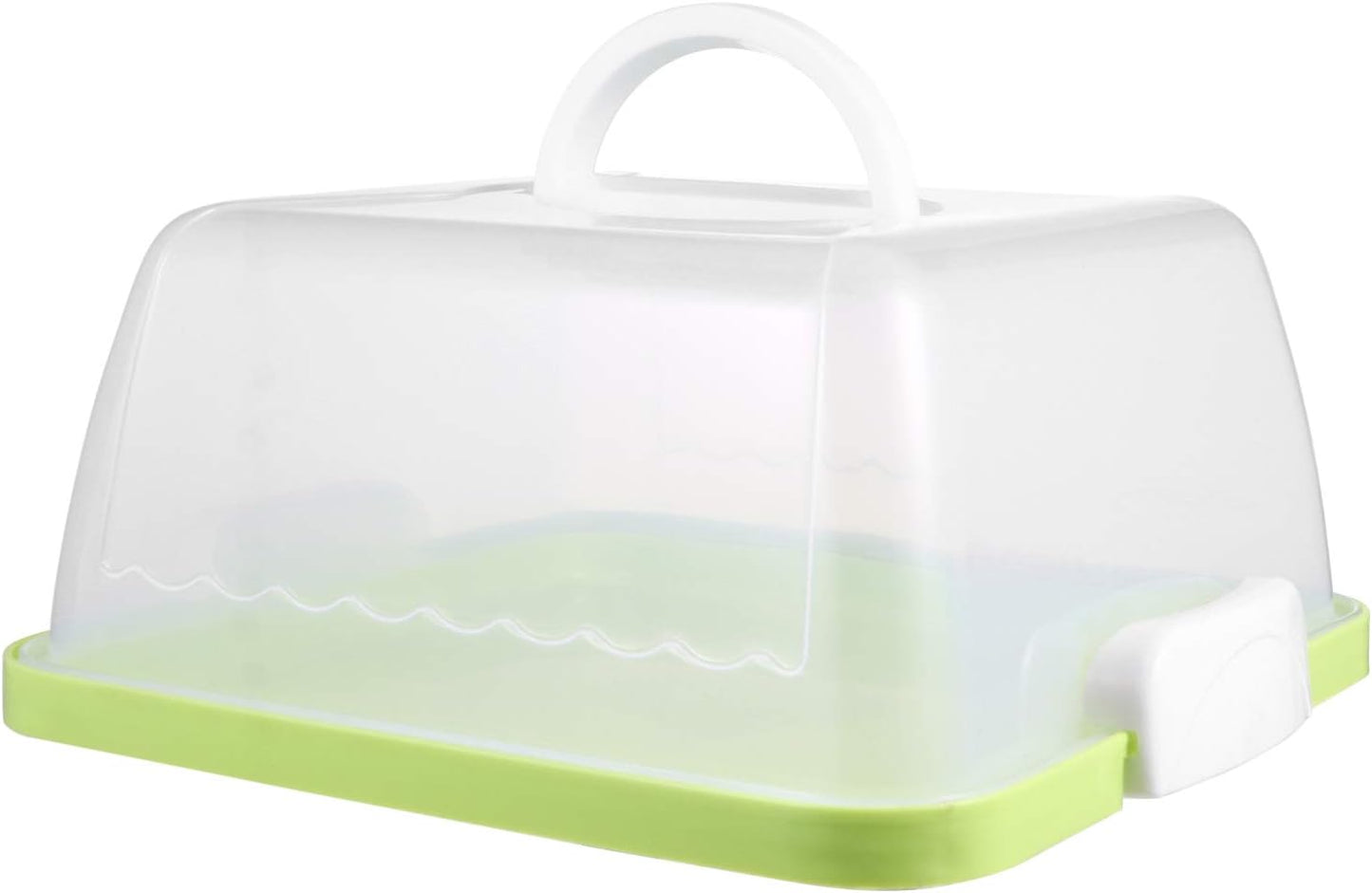 Green Cake Carrier, 10x5 in Square Plastic Cupcake & Cake Storage Box with Clear Dome Lid & Handle – Portable, Airtight Travel Container for Bakers, Chefs & Caterers