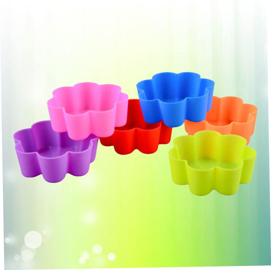Reusable Silicone Baking Cups 6-Pack -Shaped Muffin Liners Non-Stick Mold for Cupcakes Pudding Jelly Oven Microwave Safe 2.63X2.63X0.98In