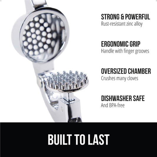 GORILLA GRIP Garlic Peeler and Press Set, Heavy Duty Mincer, Black