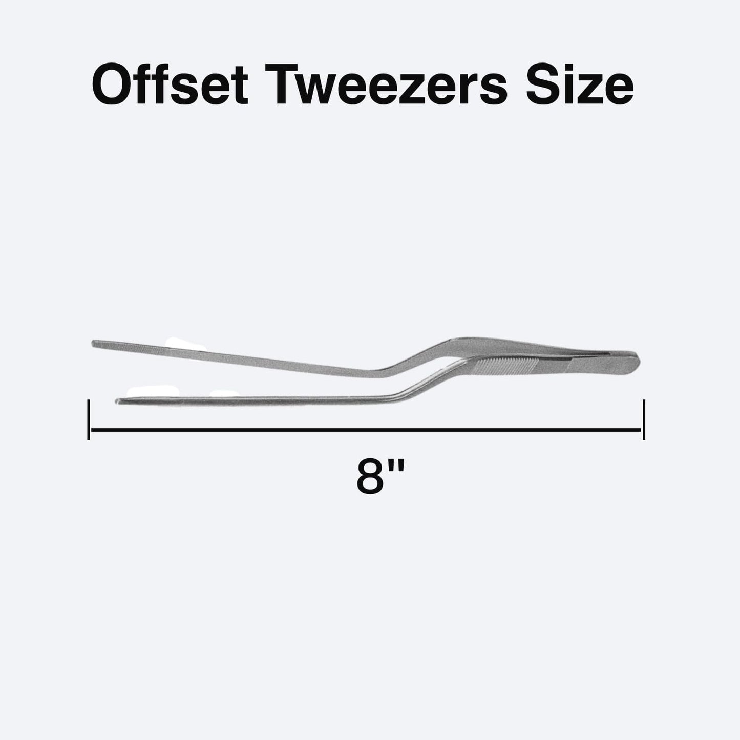 8-Inch Offset Tweezers - Professional Stainless Steel Culinary & Plating Tweezers for Chefs, Precision Cooking, Garnishing, Food Tweezer Tongs (Silver)