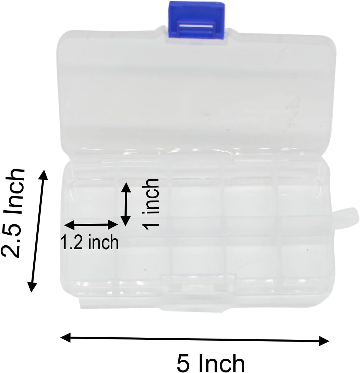 Yansanido 4 Pcs 10 Grids 5 Inch x 2.5 Inch Adjustable Small Removable Clear Plastic Jewelry Organizer Divider Storage Box Jewelry Earring Tool Containers (White (10-Grid) 4pcs)