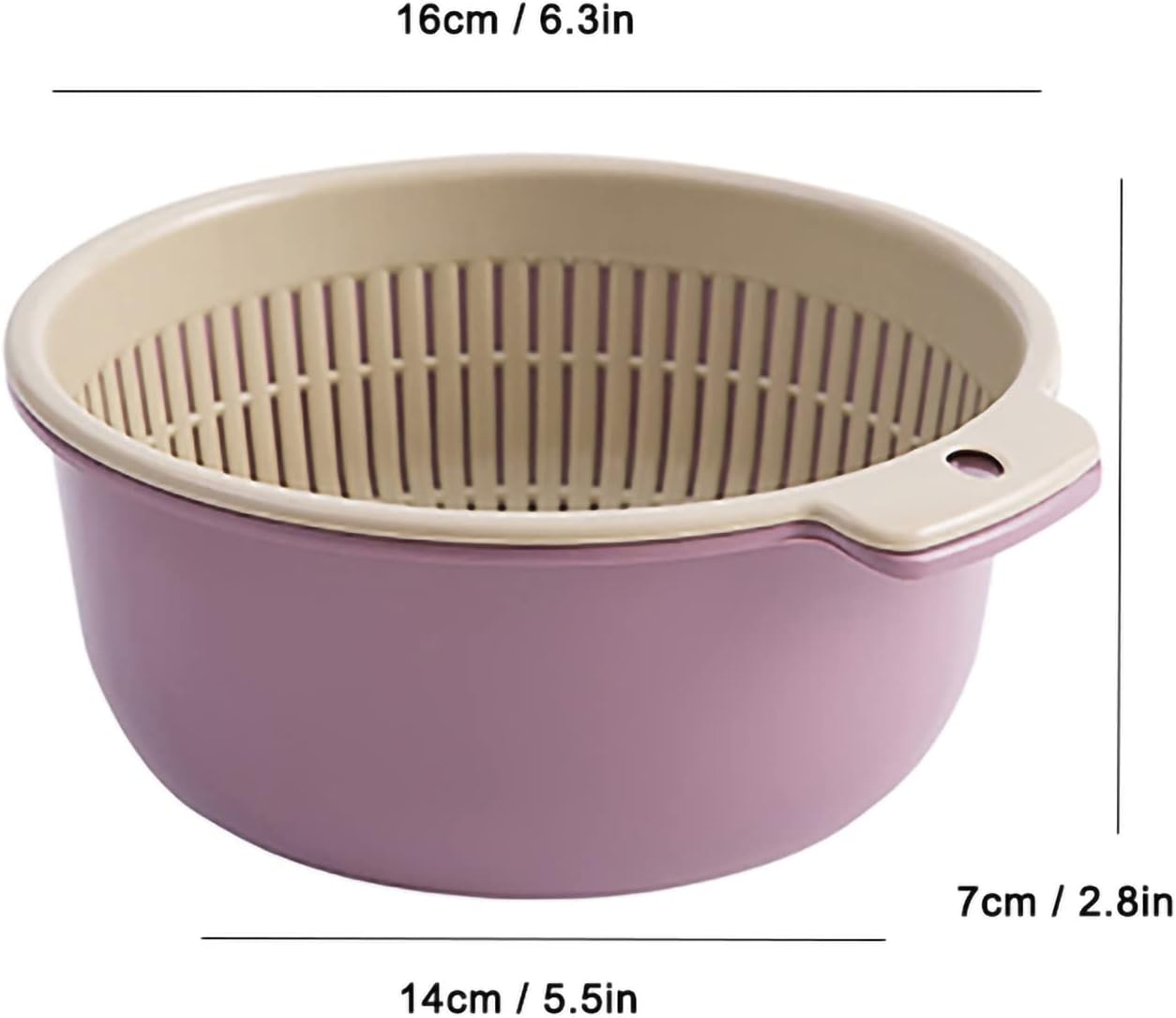 Colander Bowl Set of 2, Double Layered Plastic Food Strainer Fruit and Vegetable Washing Basket Pasta Drainer Kitchen Colander for Washing Draining and Serving