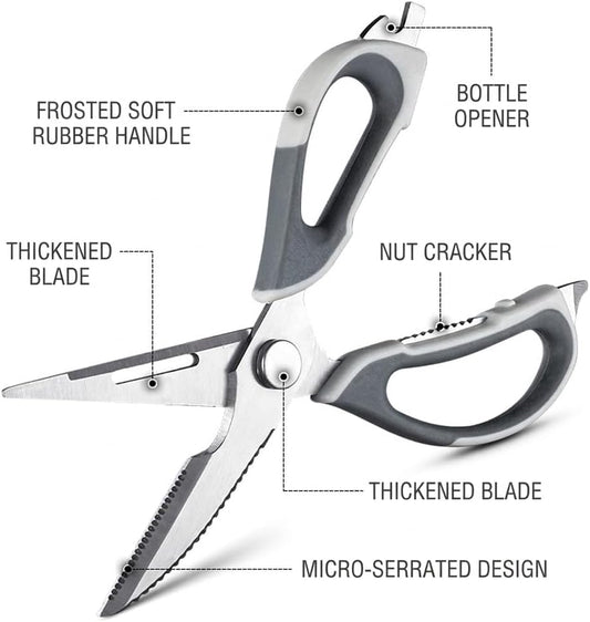 4-Pack Heavy Duty Kitchen Shears, Stainless Steel, Come-Apart Design for Easy Cleaning, Multi-Purpose Cooking Scissors with Magnetic Holder for Fridge Organization Kitchen Tools Set