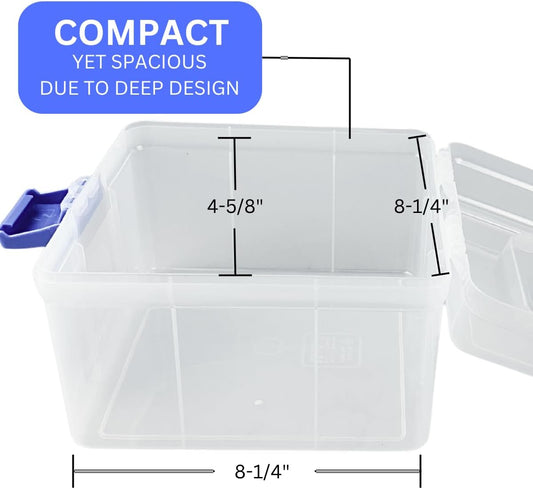 BIN BUDDY 3-Layer Stackable Clear Plastic Boxes | Removable Dividers | 5.75" (14.6 cm) x 5.75" (14.6 cm) x 5" (12.7 cm) | Ideal for Craft & Garage Organizing